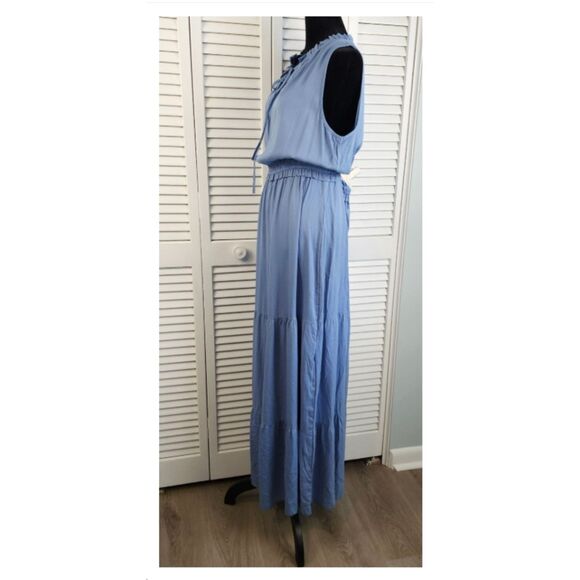 NWT Kirundo Size XL Powder Blue Tiered Maxi Dress Elastic Waist Shower Wedding - Picture 3 of 9